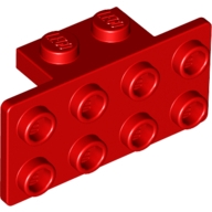 Lego auto konzola (nosič) pro nárazník 1x2 - 2x4, červená (4616800, 6118830)